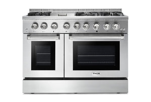 Thor Kitchen Cuisinière bi-combustion autonome 6,7 pi³ à four double acier inoxydable HRD4803U