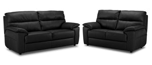Toscana Ens. Sofa et causeuse en cuir - noir