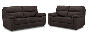Toscana Ens. Sofa et causeuse en cuir - chocolat