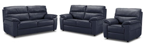 Toscana Ens. Sofa, causeuse et fauteuil en cuir - marine