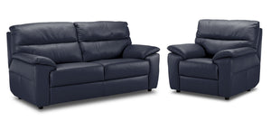 Toscana Ens. Sofa et fauteuil en cuir - marine