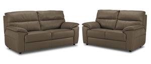 Toscana Ens. Sofa et causeuse en cuir - taupe