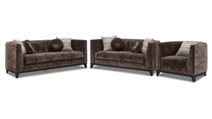 Tresor Ens. Sofa, causeuse et fauteuil – brun foncé