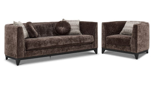 Tresor Ens. Sofa et fauteuil – brun foncé