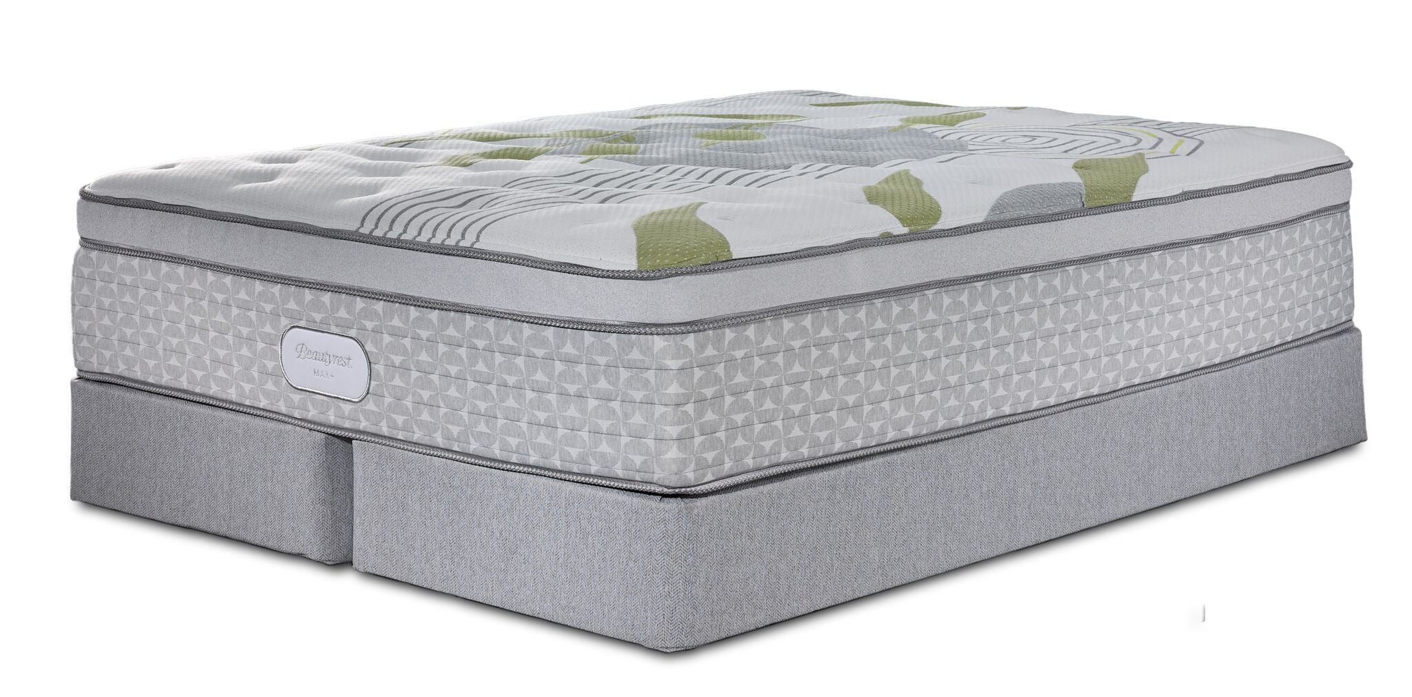 Beautyrest Max+ Valley Pillow Top Plush Queen Mattress and Split Boxspring Set