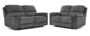 Vandelay Ens. Sofa et causeuse inclinables électriques - gris