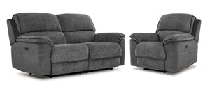 Vandelay Ens. Sofa et fauteuil inclinables électriques - gris