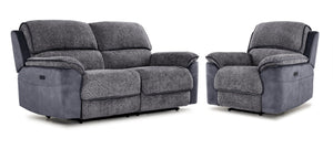 Vandelay Ens. Sofa et fauteuil inclinables électriques - bleu
