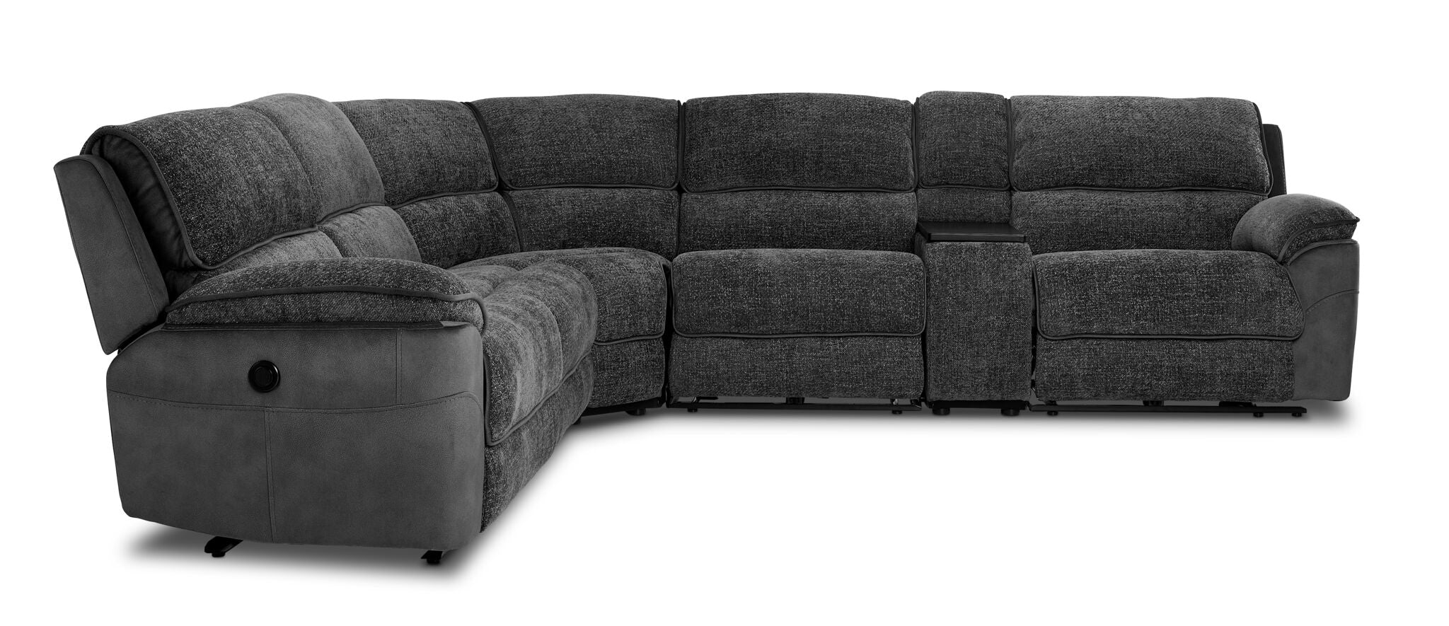 Vandelay 6-Piece Dual Power Reclining Sectional with Console - Grey