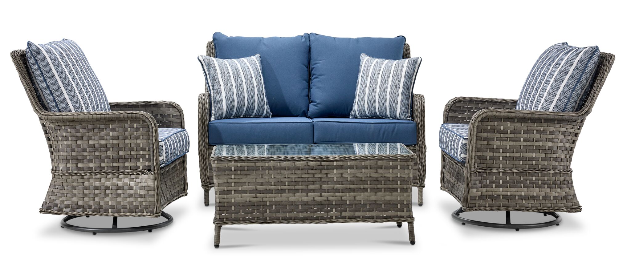 Veranda 4-Piece Outdoor Conversation Set - Grey, Blue