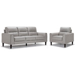 Verissimo Leather Sofa and Chair Set - Silver