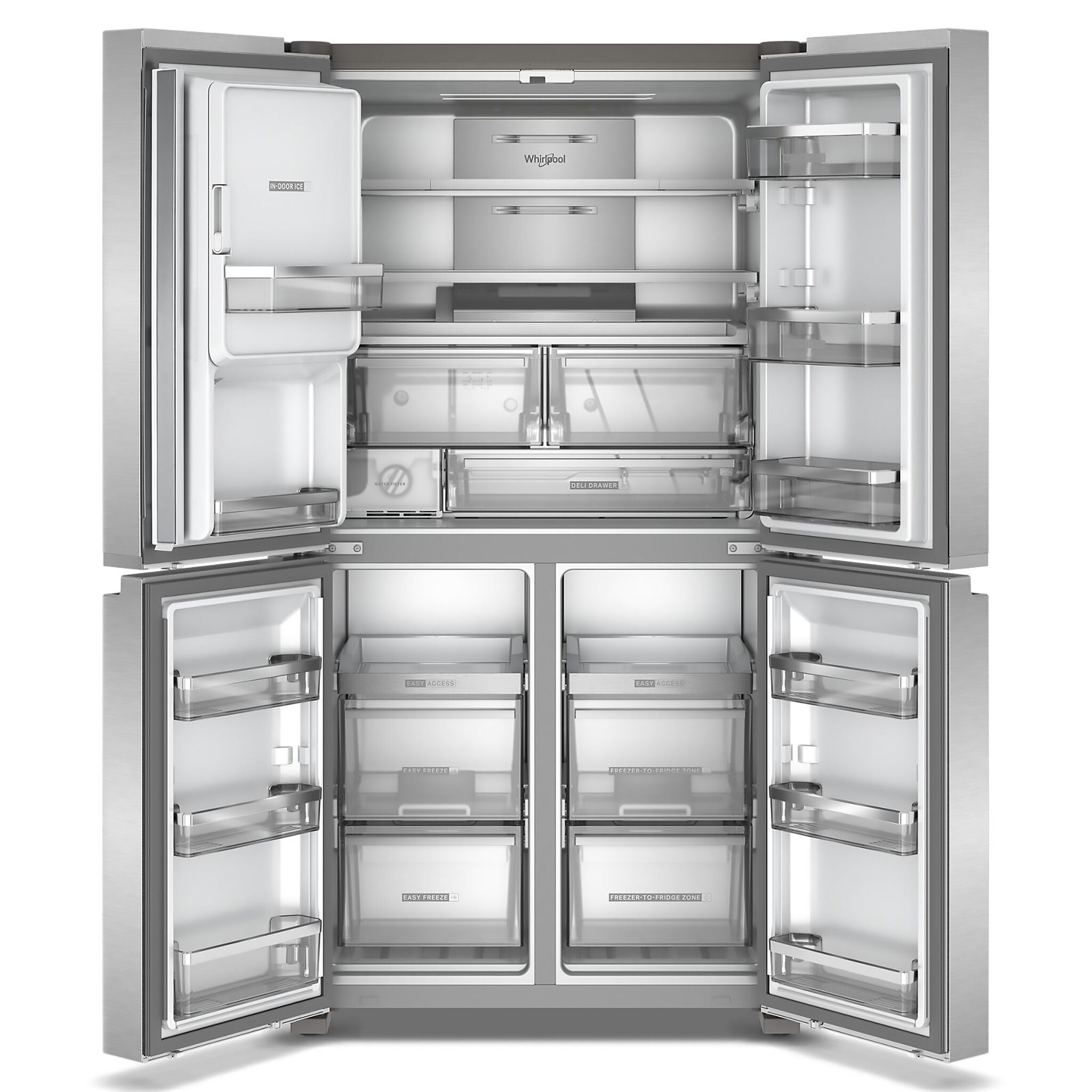 Whirlpool 36" 19.14 Cu. Ft. Fingerprint Resistant Stainless Steel 4-Door French Door Refrigerator - WRQC7836RZ