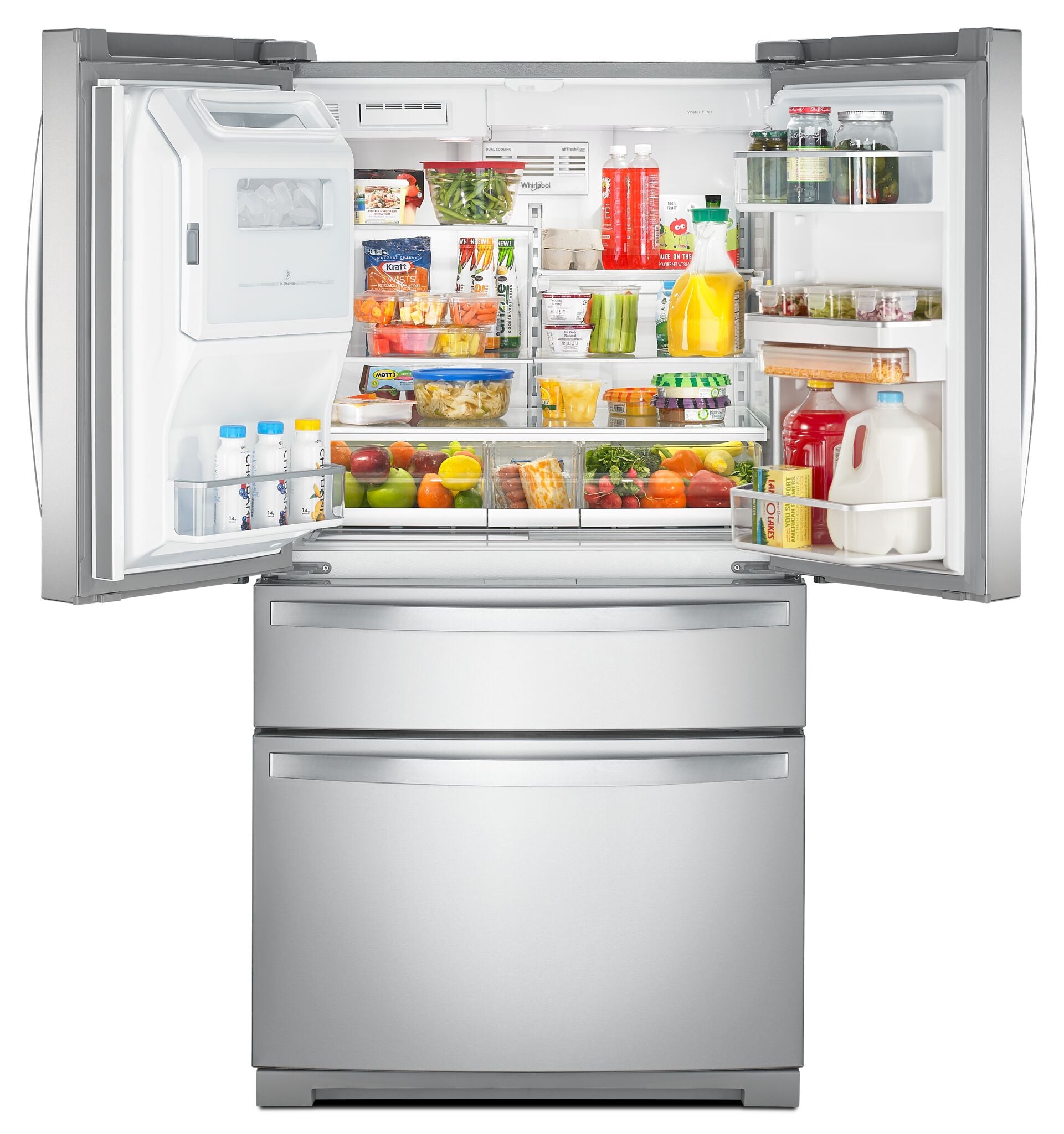 Whirlpool 35.75" 26 Cu. Ft. Fingerprint Resistant Stainless Steel 4-Door French Door Refrigerator - WRMF7736PZ