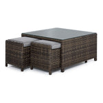 Whispering Pine Outdoor Coffee Table with 2 Ottomans - Dark Grey