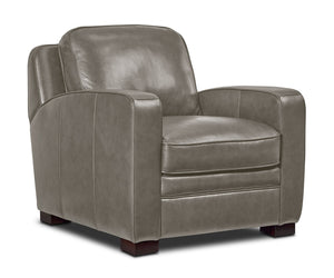 Wilmington Fauteuil en cuir - gris pâle