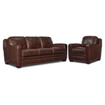 Wilmington Leather Sofa and Chair Set - Dark Brown
