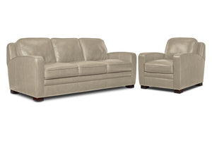 Wilmington Ens. Sofa et fauteuil en cuir - ivoire