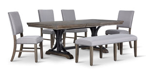 Yorkshire Salle à manger 6 mcx avec rallonge - gris