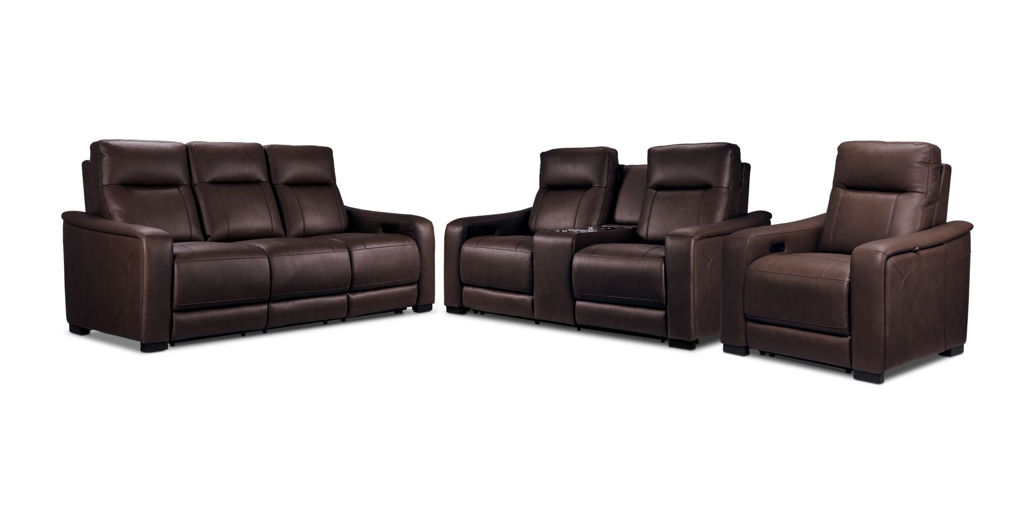 In Harmony - Zeppelin Power Reclining Sofa, Loveseat and Recliner Set - Brown