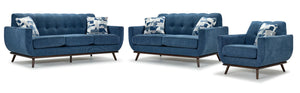 Ziva Ens. Sofa, causeuse et fauteuil - bleu