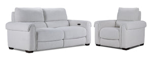 Zoey Ens. Sofa et fauteuil inclinables électriques - naturel