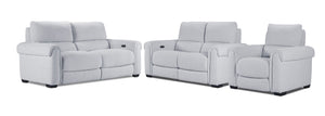 Zoey Ens. Sofa, causeuse et fauteuil inclinables électriques - neige