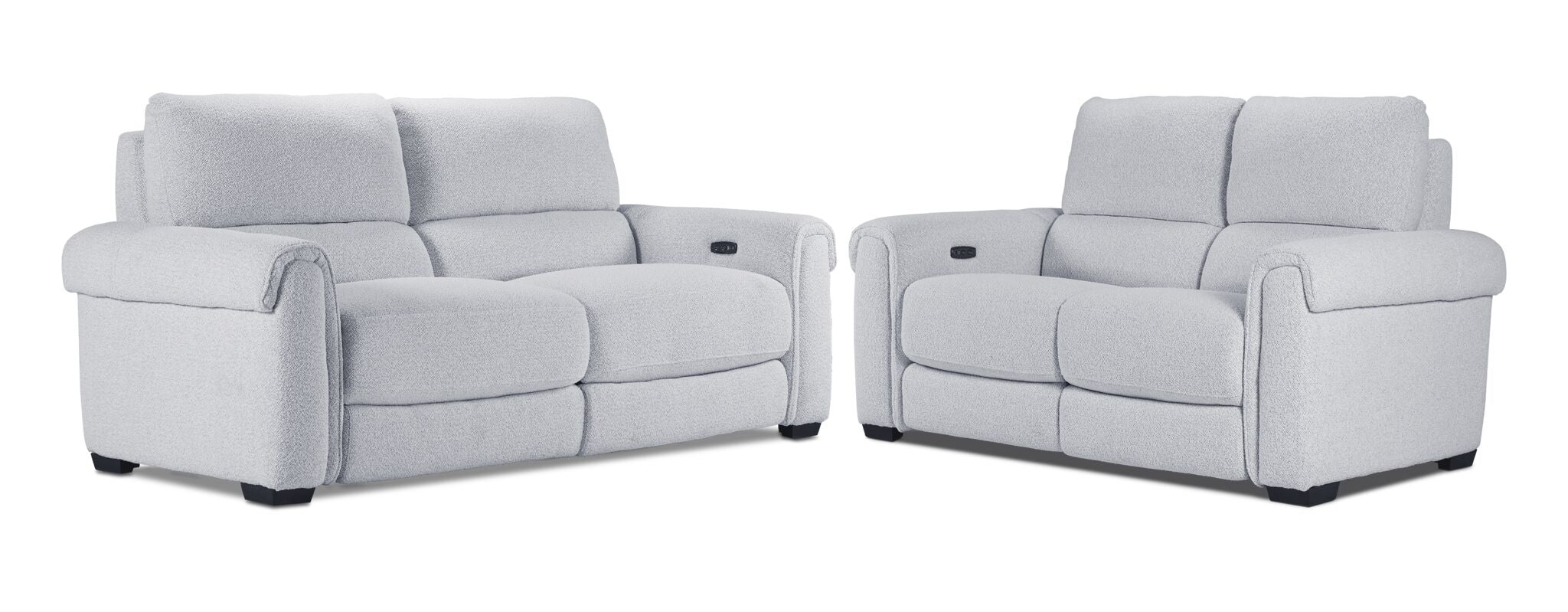 Zoey Power Reclining Sofa and Loveseat Set - Snow