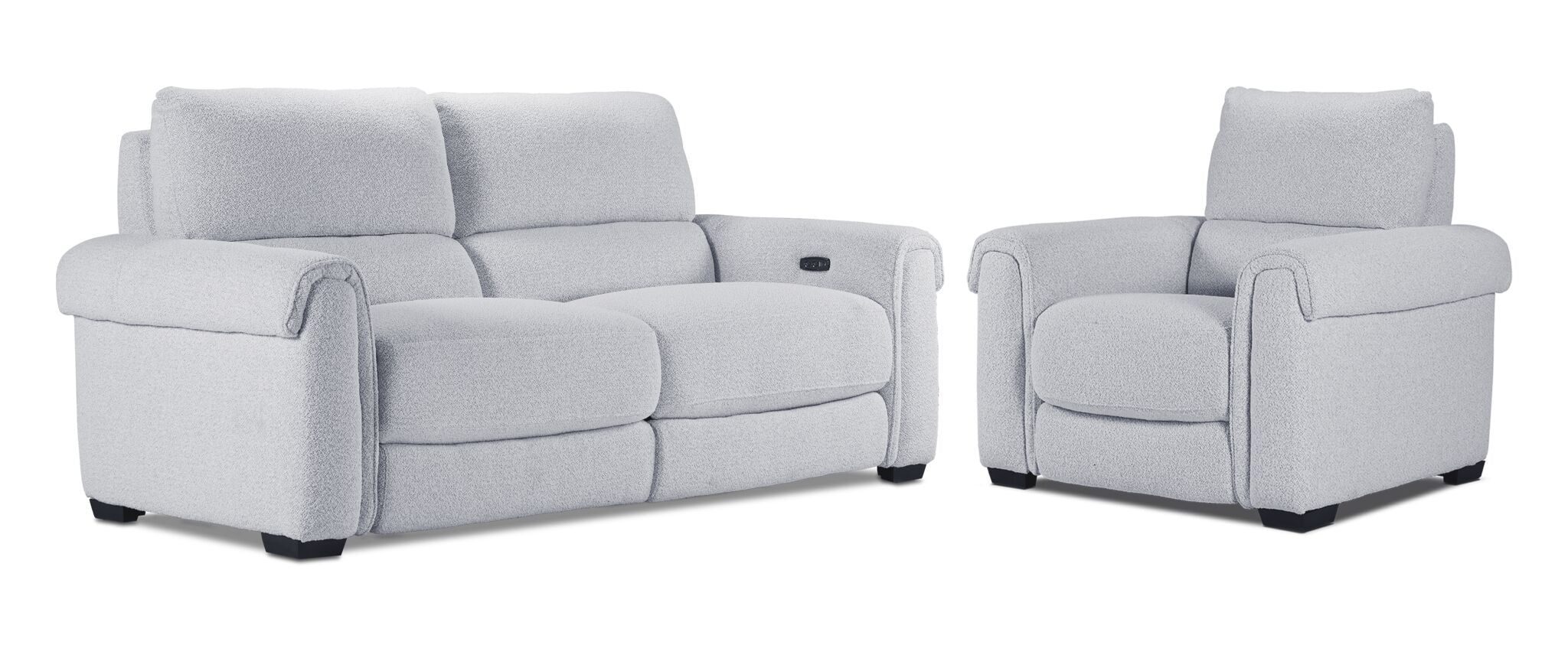 Zoey Power Reclining Sofa and Recliner Set - Snow