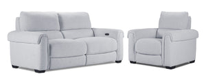 Zoey Ens. Sofa et fauteuil inclinables électriques - neige