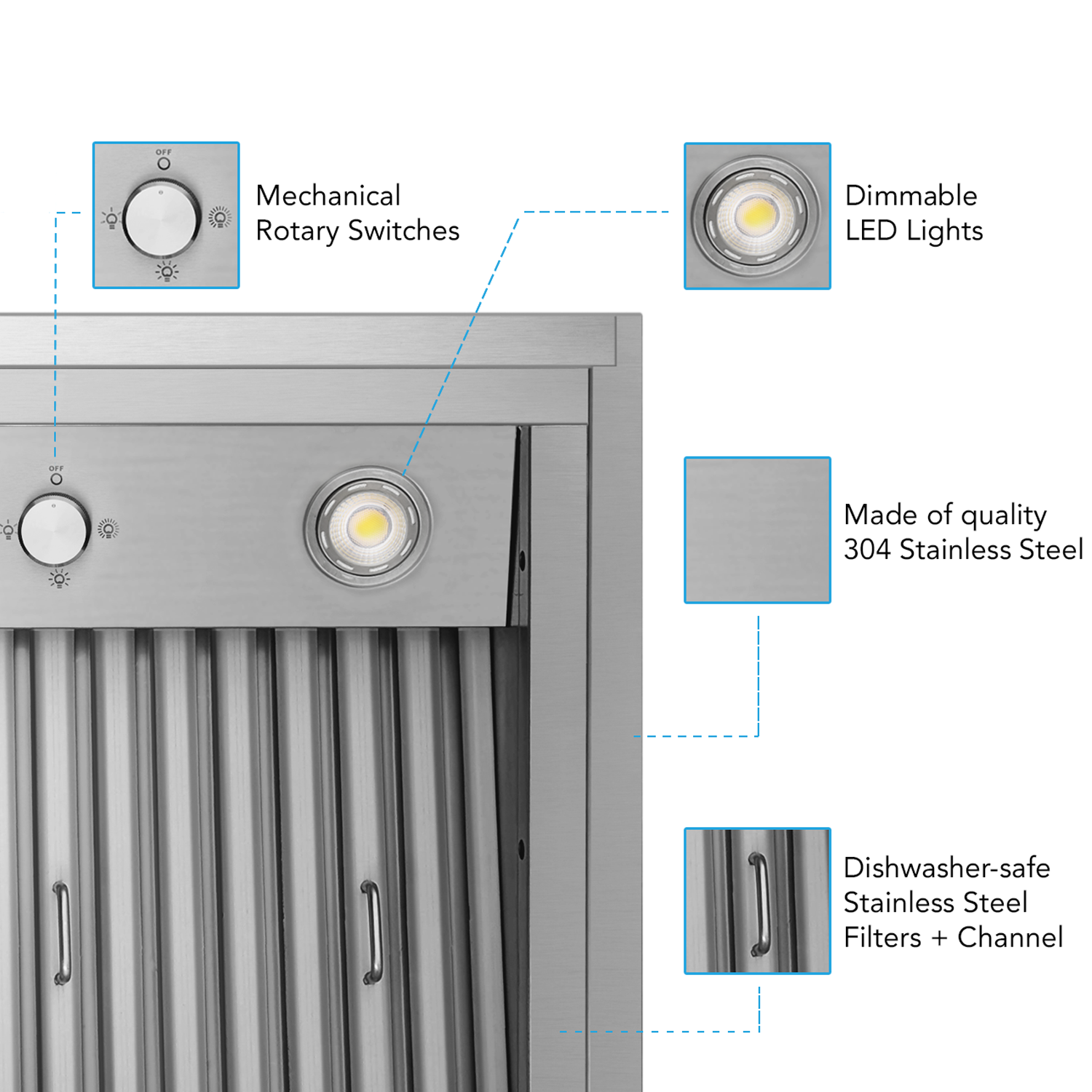 VICTORY Stainless Steel 48-Inch 900 CFM Insert Range Hood - Star-48