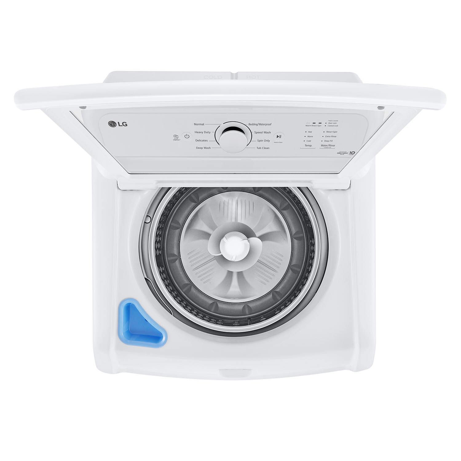 LG White Top Load Washer with Agitator and SlamProof® Glass Lid (4.8 Cu. Ft) -WT6105CW