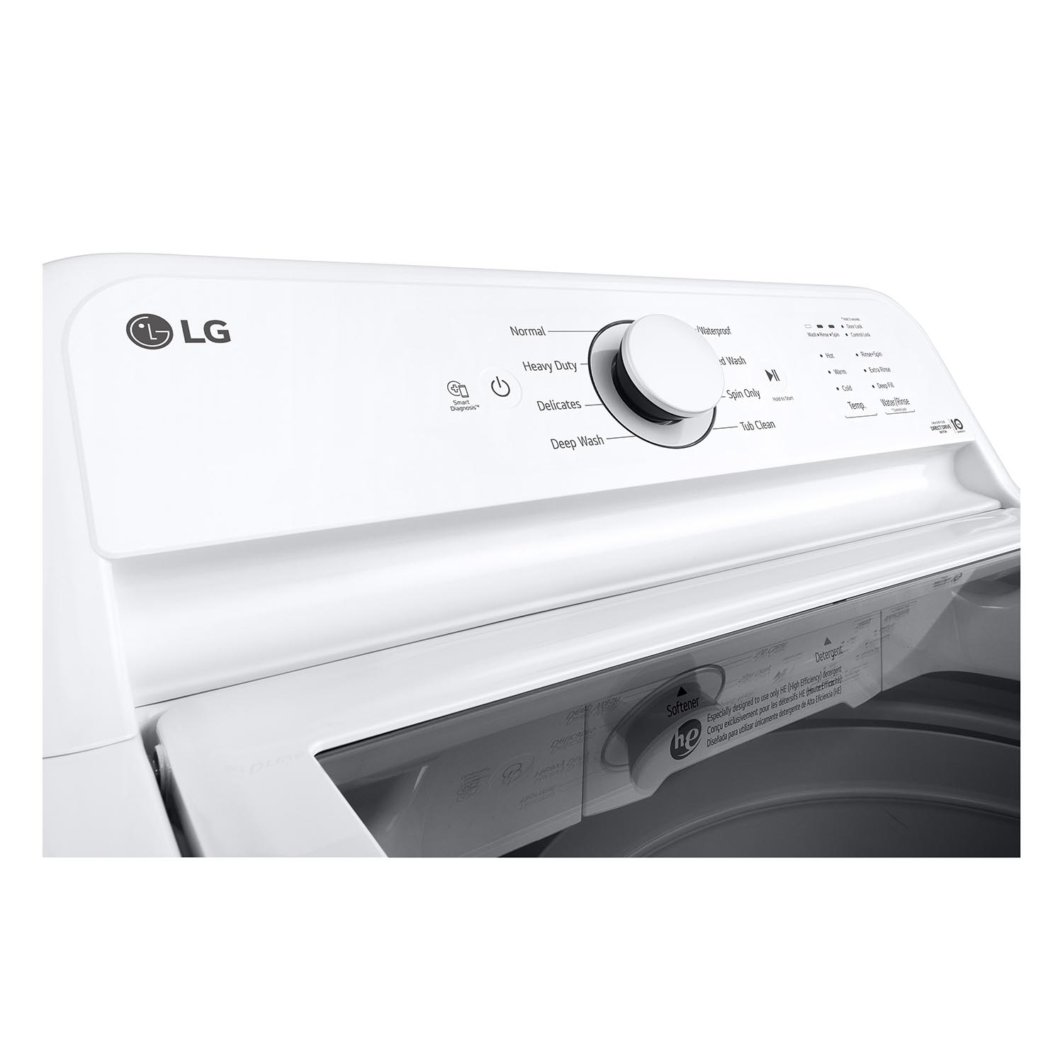 LG White Top Load Washer with Agitator and SlamProof® Glass Lid (4.8 Cu. Ft) -WT6105CW
