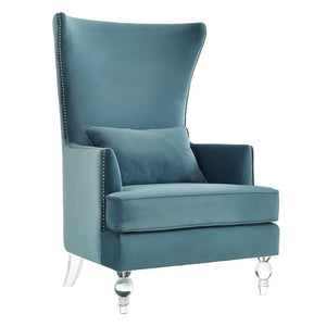 Bandini Velvet Accent Chair - Sea Blue
