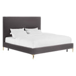 Calix Platform Textured Velvet Queen Bed - Grey