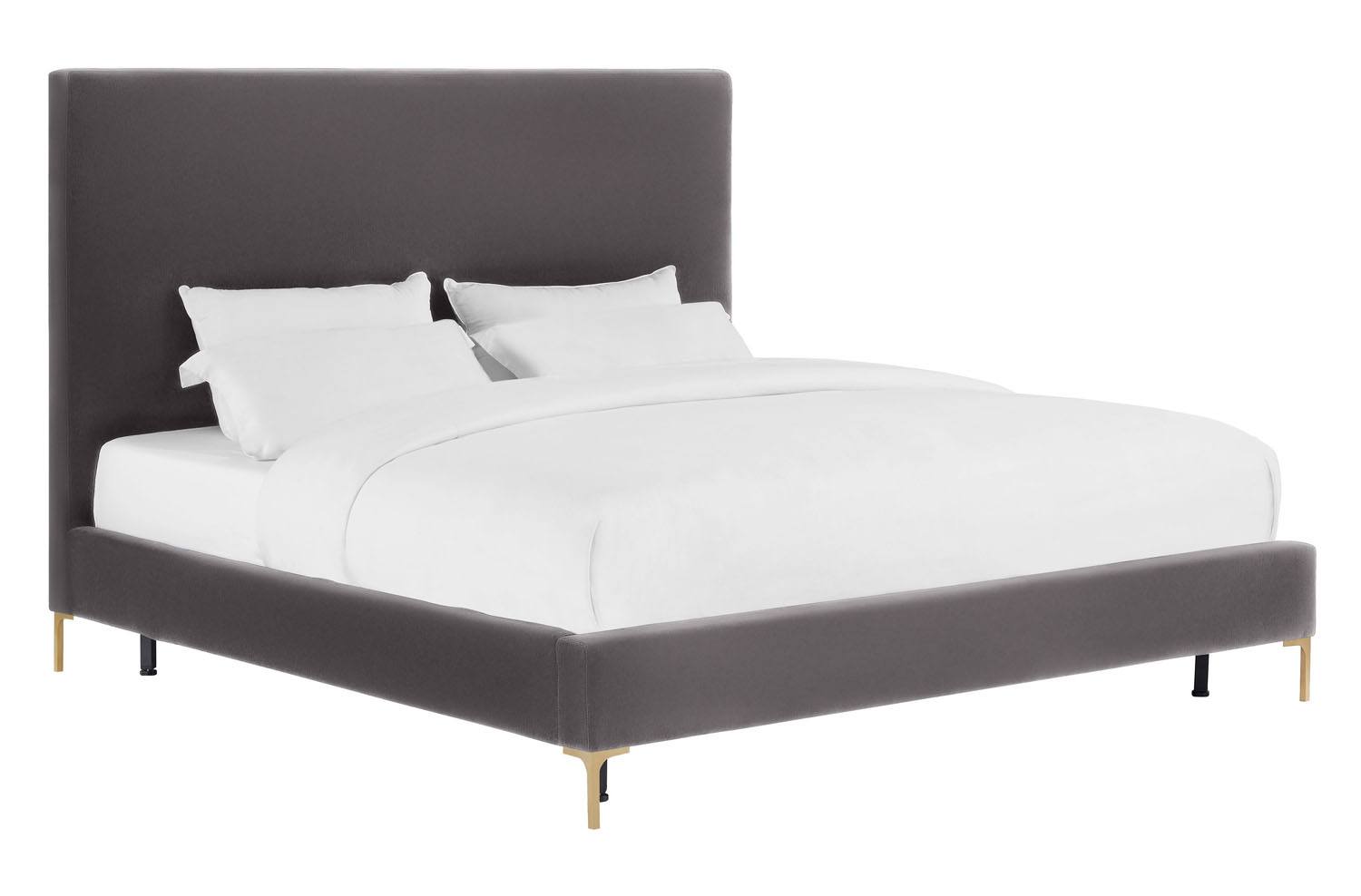 Calix Platform Textured Velvet Queen Bed - Grey