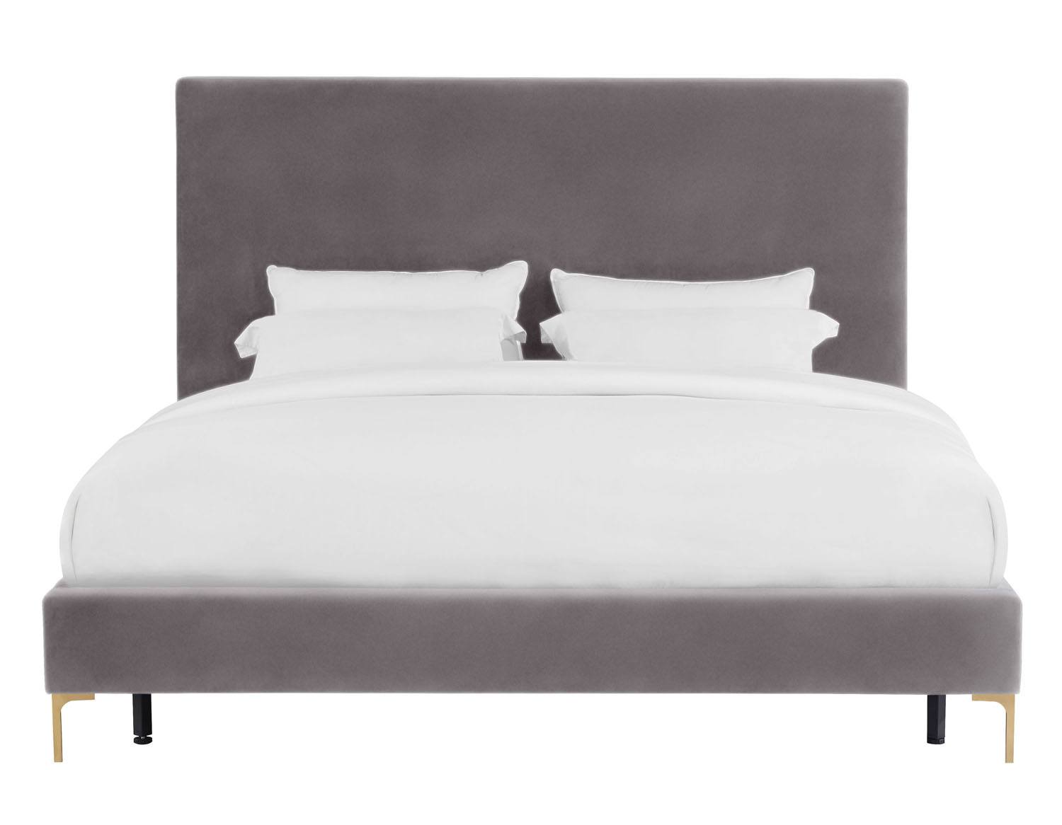 Calix Platform Textured Velvet Queen Bed - Grey