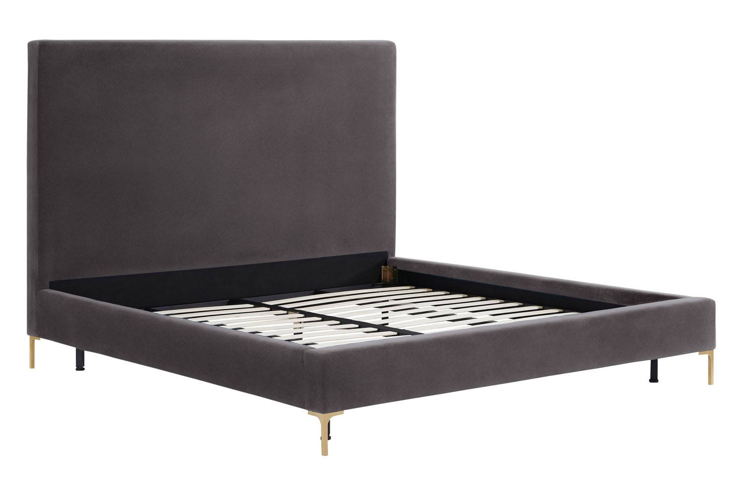 Calix Platform Textured Velvet Queen Bed - Grey