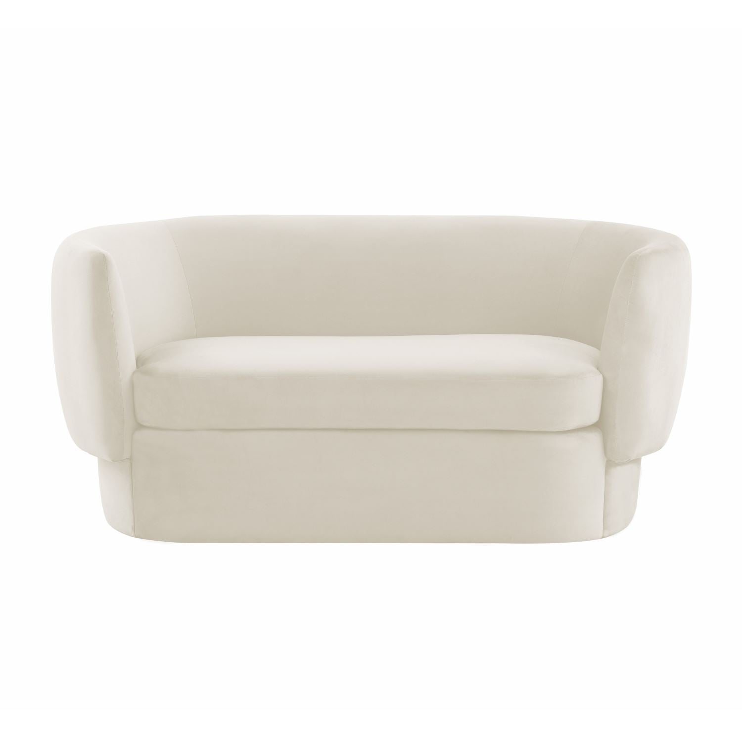 Shugir Curved Back Velvet Loveseat - Cream