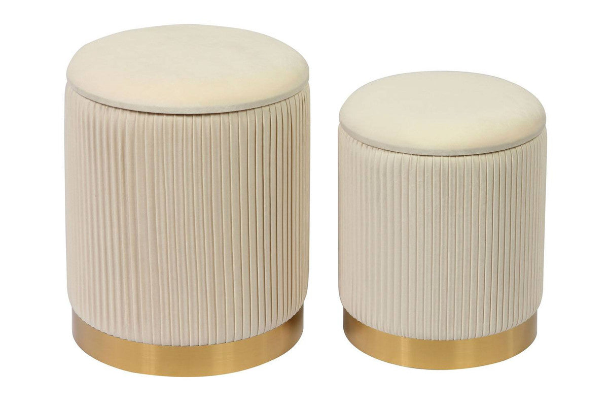 Biccard Velvet Ottoman Set - Cream