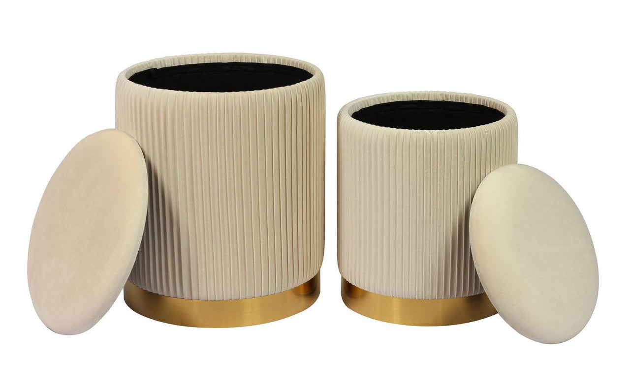 Biccard Velvet Ottoman Set - Cream