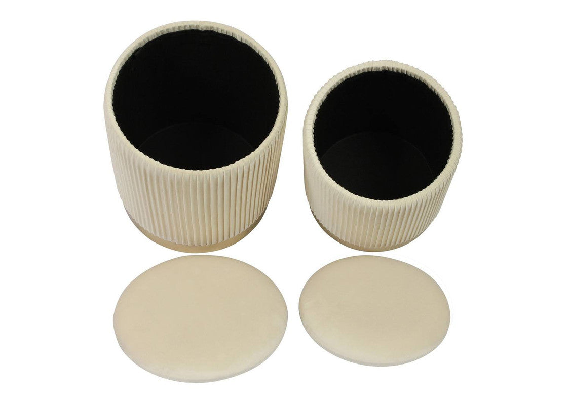 Biccard Velvet Ottoman Set - Cream
