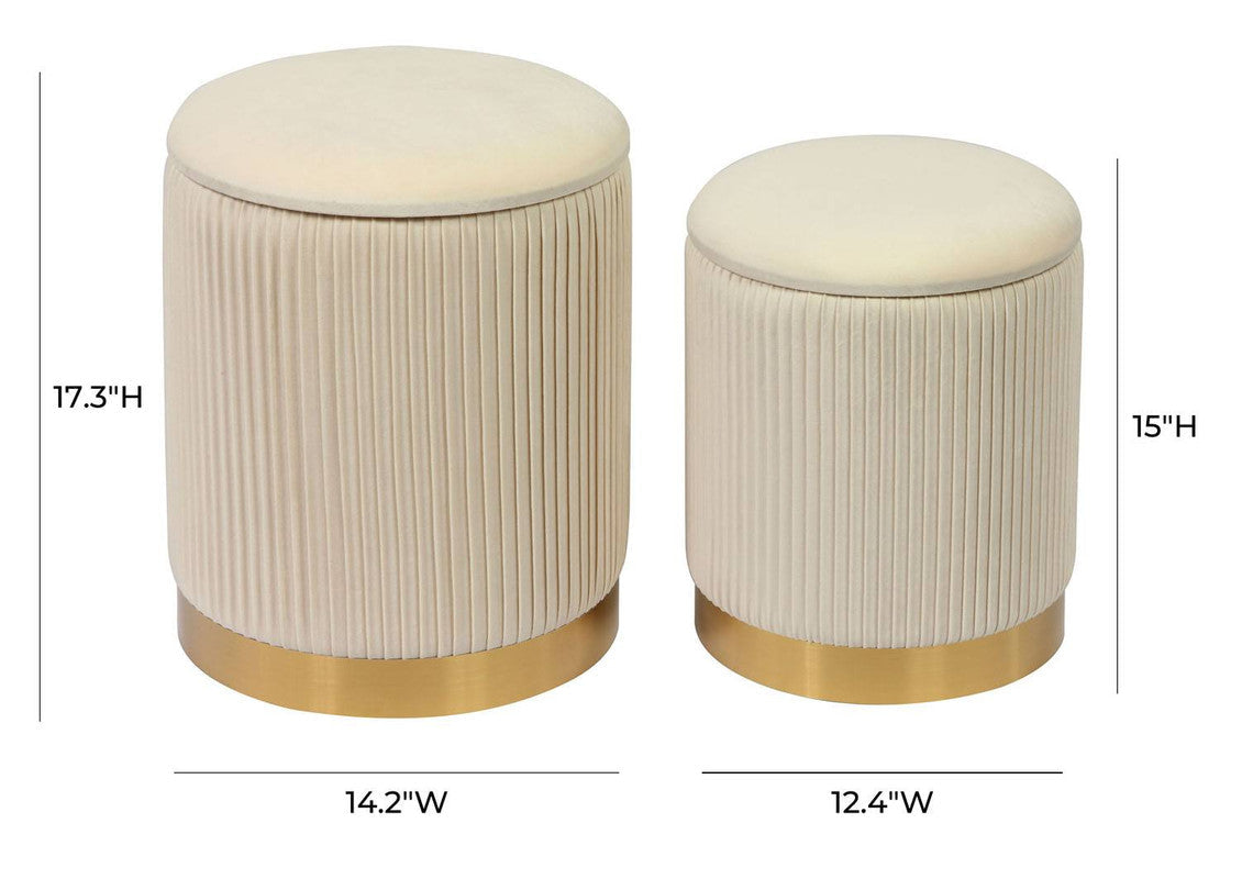 Biccard Velvet Ottoman Set - Cream