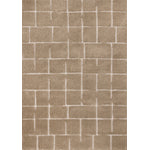 Sable Grid 6'7" x 9'6" Broken Grid Pattern Area Rug - Light Brown, Cream