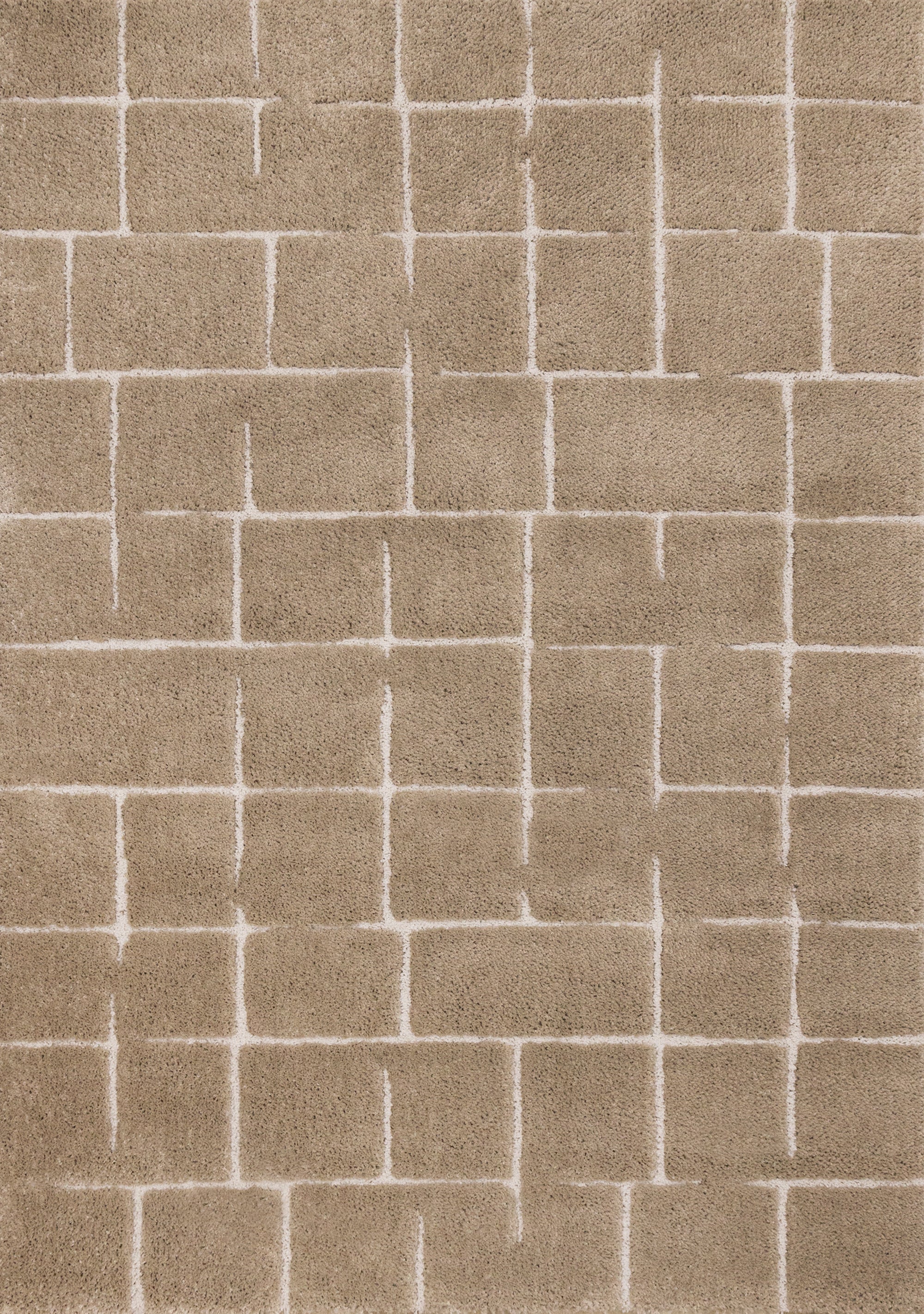 Sable Grid 6'7" x 9'6" Broken Grid Pattern Area Rug - Light Brown, Cream