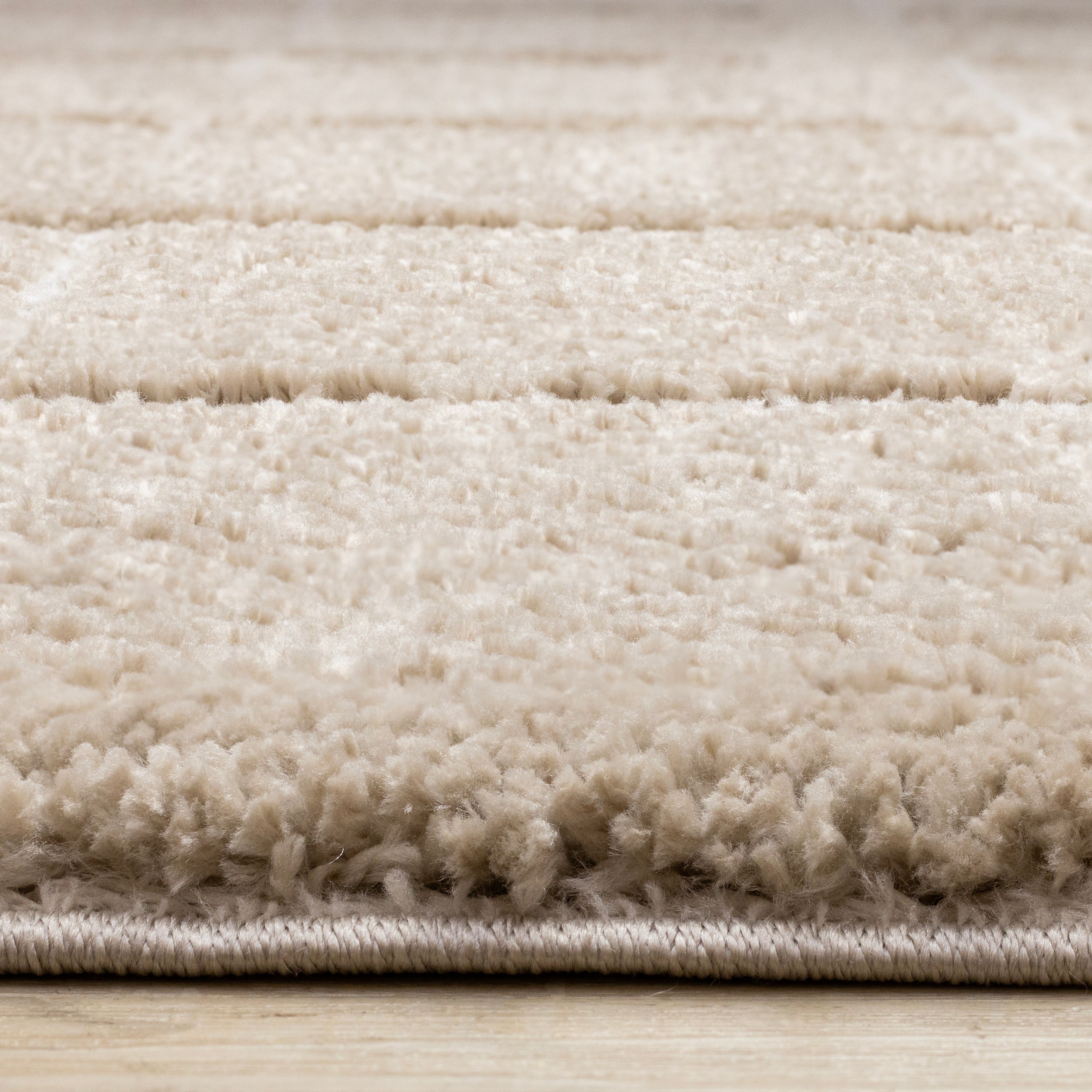 Sable Grid 6'7" x 9'6" Broken Grid Pattern Area Rug - Light Brown, Cream