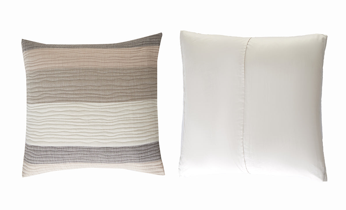The Great Indoors 5-Piece King Comforter Set square pillow sham with striped quilted front and solid cream reverse