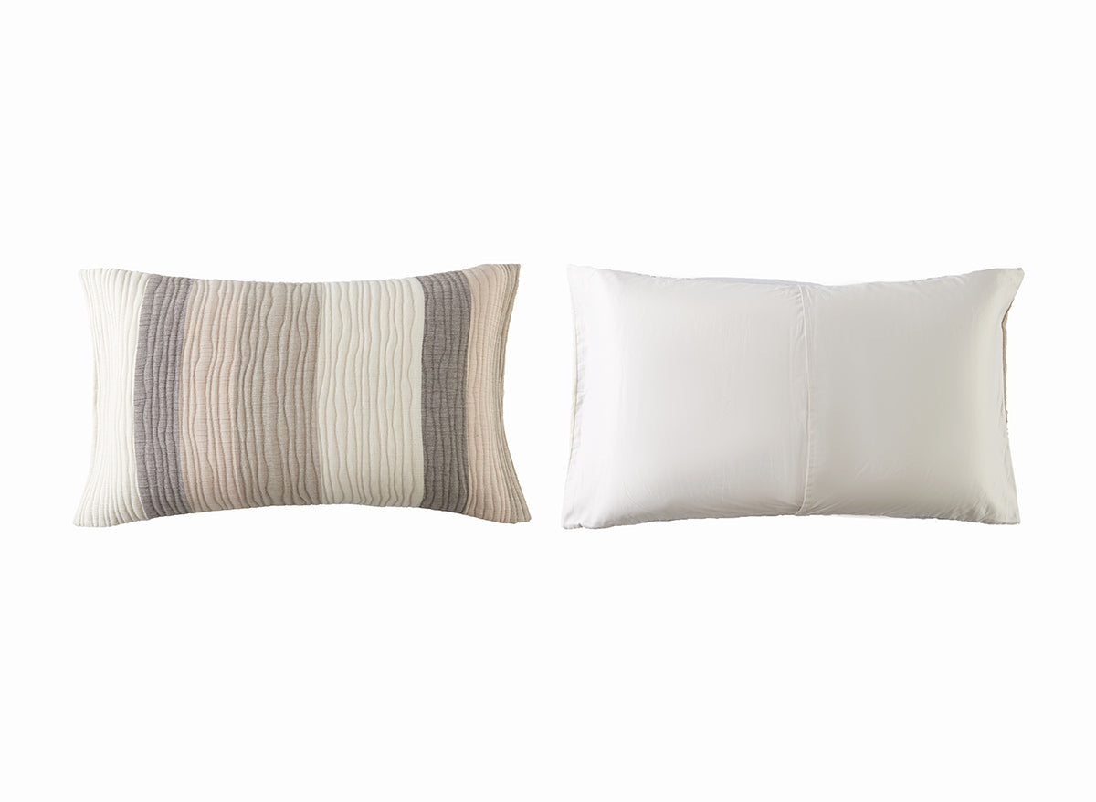 The Great Indoors 5-Piece King Comforter Set rectangular pillow sham with striped quilted front and solid cream reverse