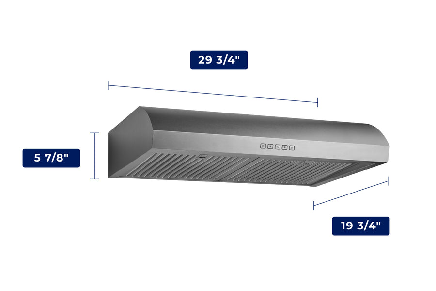 Hauslane Stainless Steel 30" 400 CFM Under Cabinet Range Hood - UC-B018SS-30