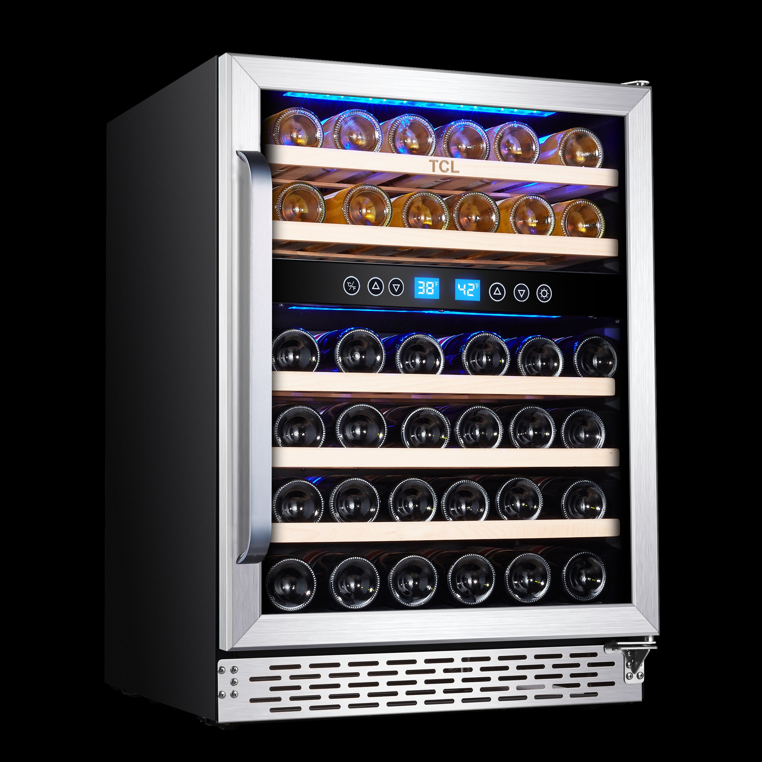 TCL Stainless Steel 46-Bottle Dual Zone Wine Cooler - W522F