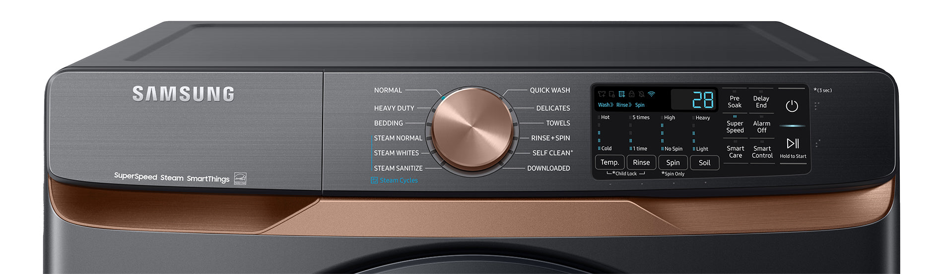 Samsung Black Stainless Steel Front Load Washer with Large Capacity and Super Speed (5.8cu.ft) - WF50BG8300AVUS